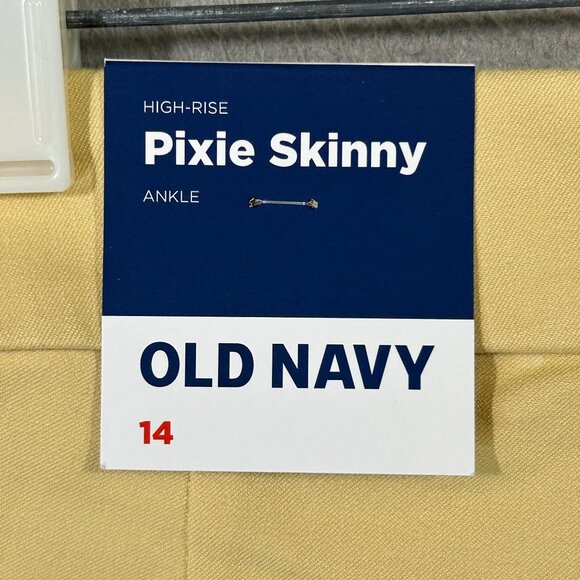 Old Navy Womens High-Rise Pixie Skinny Ankle Pants Size 14 Yellow Stretch Fabric - Picture 4 of 12